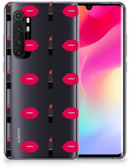 B2Ctelecom Telefoon Hoesje Xiaomi Mi Note 10 Lite Silicone Hoesje Doorzichtig Lipstick Kiss