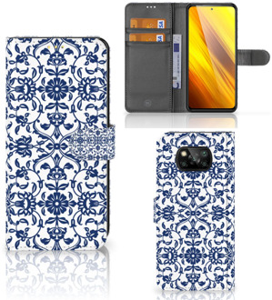 B2Ctelecom Telefoon Hoesje Xiaomi Poco X3 Book Case Flower Blue