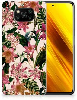 B2Ctelecom Telefoon Hoesje Xiaomi Poco X3 Leuk TPU Back Case Bloemen