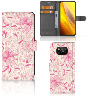 B2Ctelecom Telefoon Hoesje Xiaomi Poco X3 Magnet Case Pink Flowers