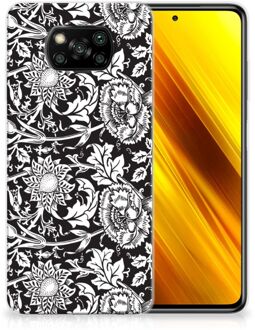 B2Ctelecom Telefoon Hoesje Xiaomi Poco X3 Mobiel Case Zwart Bloemen