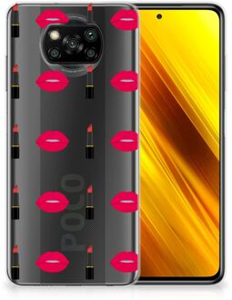 B2Ctelecom Telefoon Hoesje Xiaomi Poco X3 Silicone Hoesje Doorzichtig Lipstick Kiss