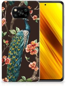 B2Ctelecom Telefoon Hoesje Xiaomi Poco X3 Siliconen Back Cover Pauw met Bloemen