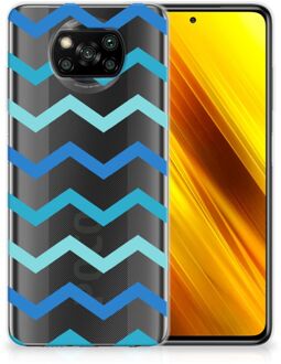 B2Ctelecom Telefoon Hoesje Xiaomi Poco X3 Siliconen Back Cover Zigzag Blauw