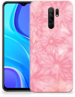 B2Ctelecom Telefoon Hoesje Xiaomi Redmi 9 Silicone Back Case Lente Bloemen