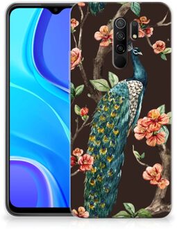 B2Ctelecom Telefoon Hoesje Xiaomi Redmi 9 Siliconen Back Cover Pauw met Bloemen