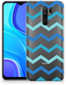 B2Ctelecom Telefoon Hoesje Xiaomi Redmi 9 Siliconen Back Cover Zigzag Blauw