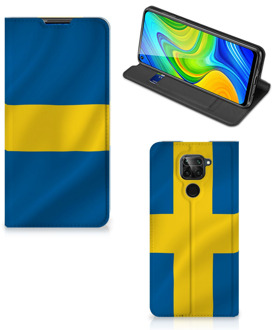 B2Ctelecom Telefoon Hoesje Xiaomi Redmi Note 9 Flipcase Zweedse Vlag