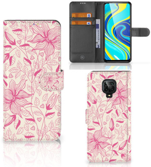 B2Ctelecom Telefoon Hoesje Xiaomi Redmi Note 9 Pro | Note 9S Magnet Case Pink Flowers