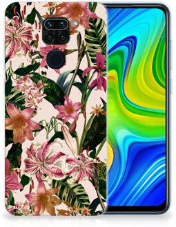 B2Ctelecom Telefoon Hoesje Xiaomi Redmi Note9 Leuk TPU Back Case Bloemen