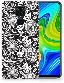 B2Ctelecom Telefoon Hoesje Xiaomi Redmi Note9 Mobiel Case Zwart Bloemen