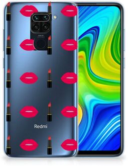 B2Ctelecom Telefoon Hoesje Xiaomi Redmi Note9 Silicone Hoesje Doorzichtig Lipstick Kiss