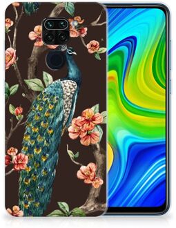 B2Ctelecom Telefoon Hoesje Xiaomi Redmi Note9 Siliconen Back Cover Pauw met Bloemen