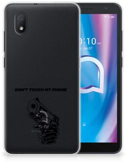 B2Ctelecom Telefoonhoesje Alcatel 1B (2020) Back Cover Siliconen Hoesje Transparant Gun Don't Touch My Phone