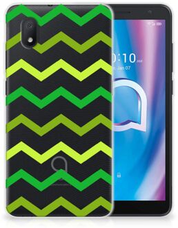 B2Ctelecom Telefoonhoesje Alcatel 1B (2020) TPU Siliconen Hoesje met Foto Zigzag Groen