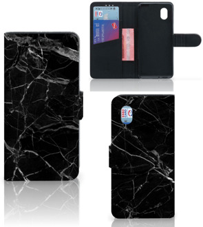 B2Ctelecom Telefoonhoesje Alcatel 1B (2020) Wallet Book Case Vaderdag Cadeau Marmer Zwart