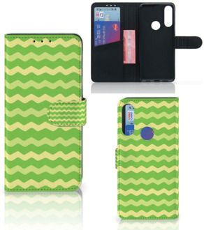 B2Ctelecom Telefoonhoesje Alcatel 1S 2020 Book Case Waves Green