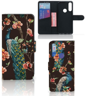 B2Ctelecom Telefoonhoesje Alcatel 1S 2020 Flipcase Cover Pauw met Bloemen