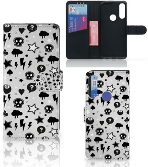 B2Ctelecom Telefoonhoesje Alcatel 1S 2020 Wallet Case met Pasjeshouder Silver Punk