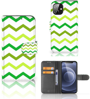 B2Ctelecom Telefoonhoesje Apple iPhone 12 Mini Flip Case Zigzag Groen