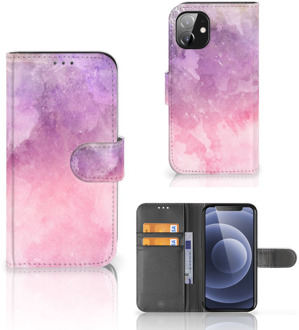 B2Ctelecom Telefoonhoesje Apple iPhone 12 Mini Flipcase Pink Purple Paint