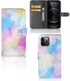 B2Ctelecom Telefoonhoesje Apple iPhone 12 Pro Max Bookcase Personaliseren Watercolor Light