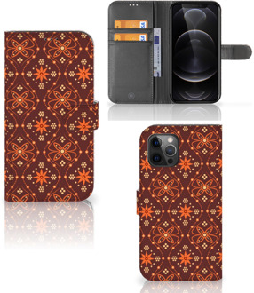 B2Ctelecom Telefoonhoesje Apple iPhone 12 Pro Max Wallet Book Case Batik Brown