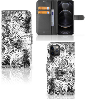 B2Ctelecom Telefoonhoesje Apple iPhone 12 Pro Max Wallet Book Case Skulls Angel