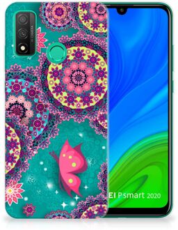 B2Ctelecom Telefoonhoesje Huawei P Smart 2020 Back Cover Siliconen Hoesje Cirkels en Vlinders