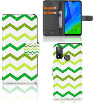 B2Ctelecom Telefoonhoesje Huawei P Smart 2020 Flip Case Zigzag Groen