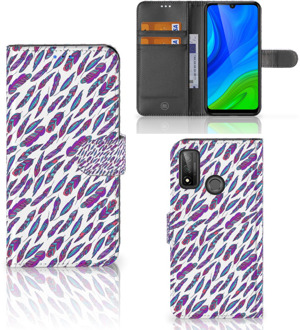 B2Ctelecom Telefoonhoesje Huawei P Smart 2020 Flip Cover Feathers Color