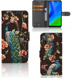 B2Ctelecom Telefoonhoesje Huawei P Smart 2020 Flipcase Cover Pauw met Bloemen