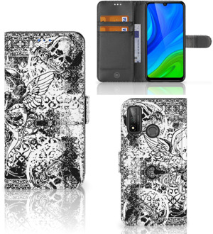 B2Ctelecom Telefoonhoesje Huawei P Smart 2020 Wallet Book Case Skulls Angel