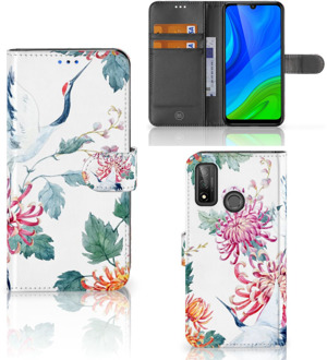 B2Ctelecom Telefoonhoesje Huawei P Smart 2020 Wallet Bookcase Bird Flowers