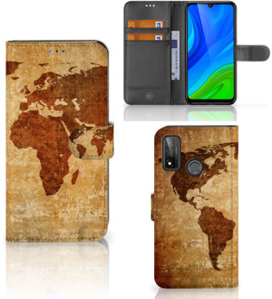 B2Ctelecom Telefoonhoesje Huawei P Smart 2020 Wallet Bookcase Wereldkaart