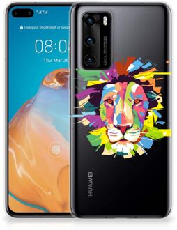 B2Ctelecom Telefoonhoesje Huawei P40 Back Cover Siliconen Hoesje Super als Cadeautjes voor Jongens Lion Color