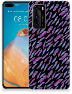 B2Ctelecom Telefoonhoesje Huawei P40 Backcover Soft Siliconen Hoesje Feathers Color