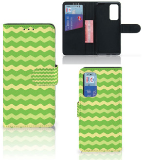 B2Ctelecom Telefoonhoesje Huawei P40 Book Case Waves Green