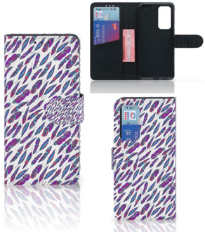 B2Ctelecom Telefoonhoesje Huawei P40 Flip Cover Feathers Color