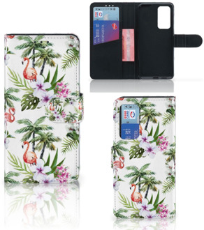 B2Ctelecom Telefoonhoesje Huawei P40 Flip Hoesje met naam Flamingo Palms