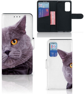 B2Ctelecom Telefoonhoesje Huawei P40 Flipcover Case Kat