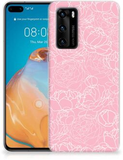 B2Ctelecom Telefoonhoesje Huawei P40 Hoesje Witte Bloemen