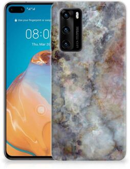 B2Ctelecom Telefoonhoesje Huawei P40 Leuk TPU Backcase Marmer Grijs