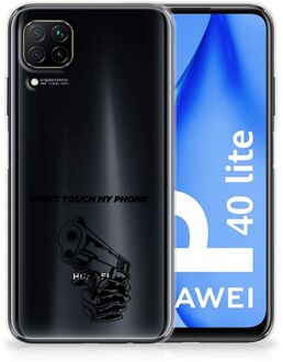 B2Ctelecom Telefoonhoesje Huawei P40 Lite Back Cover Siliconen Hoesje Transparant Gun Don't Touch My Phone