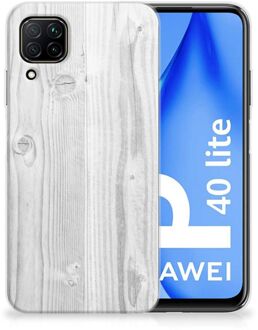 B2Ctelecom Telefoonhoesje Huawei P40 Lite Backcover Soft Siliconen Hoesje Wit Hout