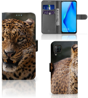 B2Ctelecom Telefoonhoesje Huawei P40 Lite Book Cover Cadeautjes voor Jongens Luipaard