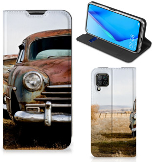 B2Ctelecom Telefoonhoesje Huawei P40 Lite Bookcover Vintage Auto