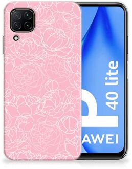 B2Ctelecom Telefoonhoesje Huawei P40 Lite Hoesje Witte Bloemen