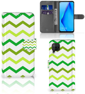 B2Ctelecom Telefoonhoesje Huawei P40 Lite Leuk Telefoonhoesje Zigzag Groen