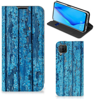 B2Ctelecom Telefoonhoesje Huawei P40 Lite Magnet Case Wood Blue